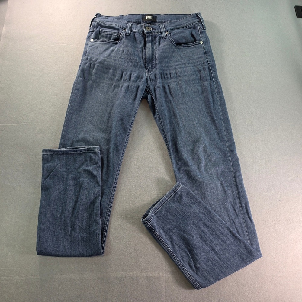 PAIGE Federal Slim Straight Jeans Mens Blue Denim 31x35 Premium Classic